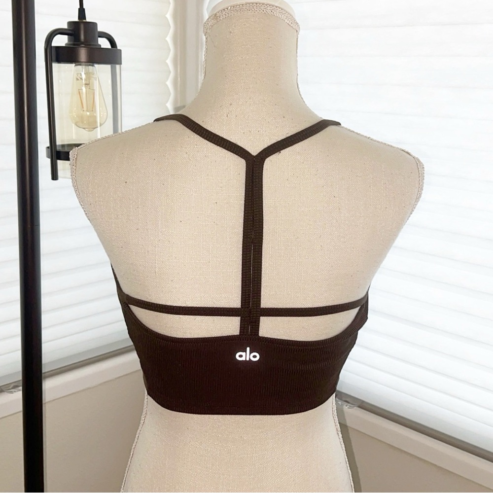 🆕ALO Yoga Ribbed Women's Brown Sports Bra